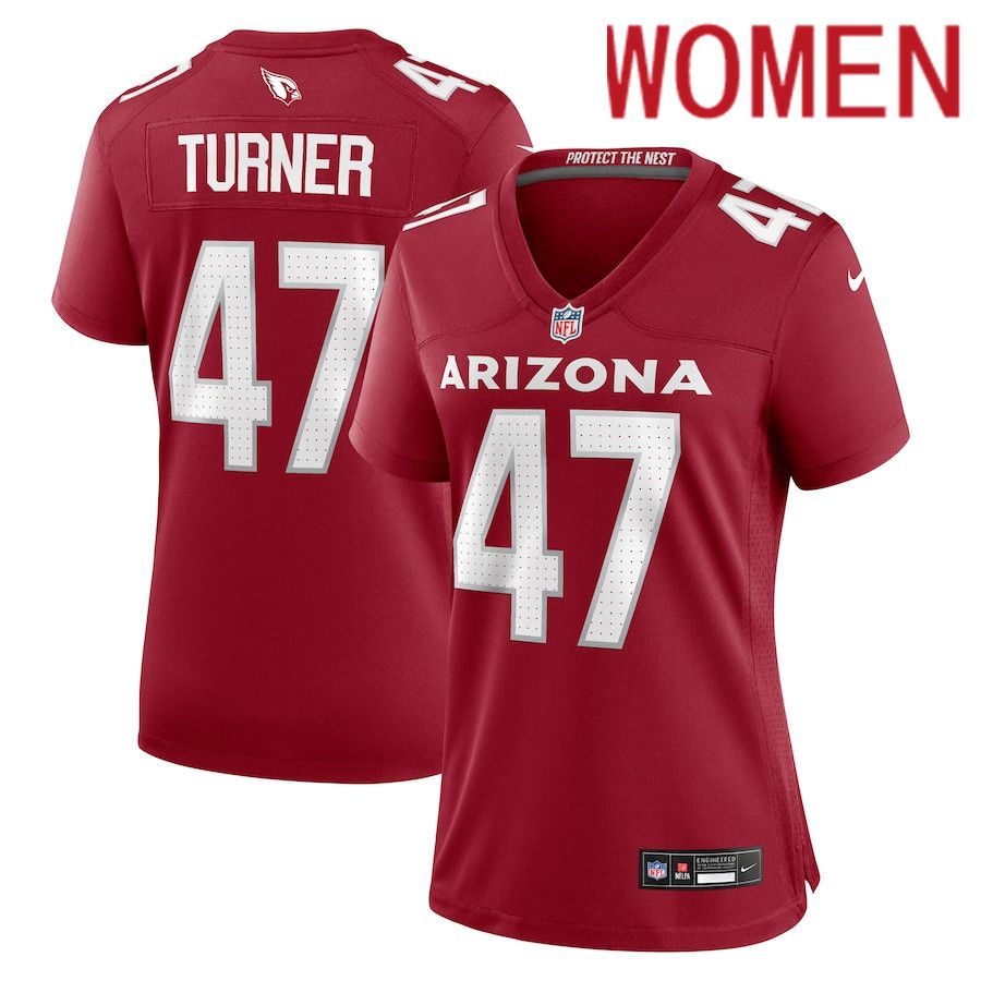 Women Arizona Cardinals #47 Ezekiel Turner Nike Cardinal Team Game NFL Jersey->women nfl jersey->Women Jersey